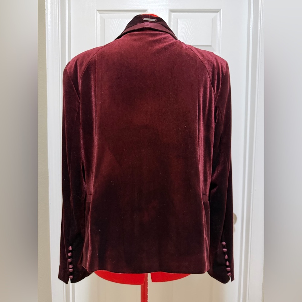 Laundry By Shelli Segal Deep Red/Burgundy Velvet Blazer, sz L - Picture 4 of 8